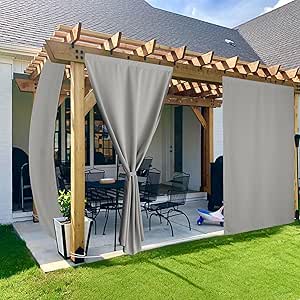 Amazon.com: NICETOWN Gazebo Curtains Outdoor Waterproof, Windproof ...