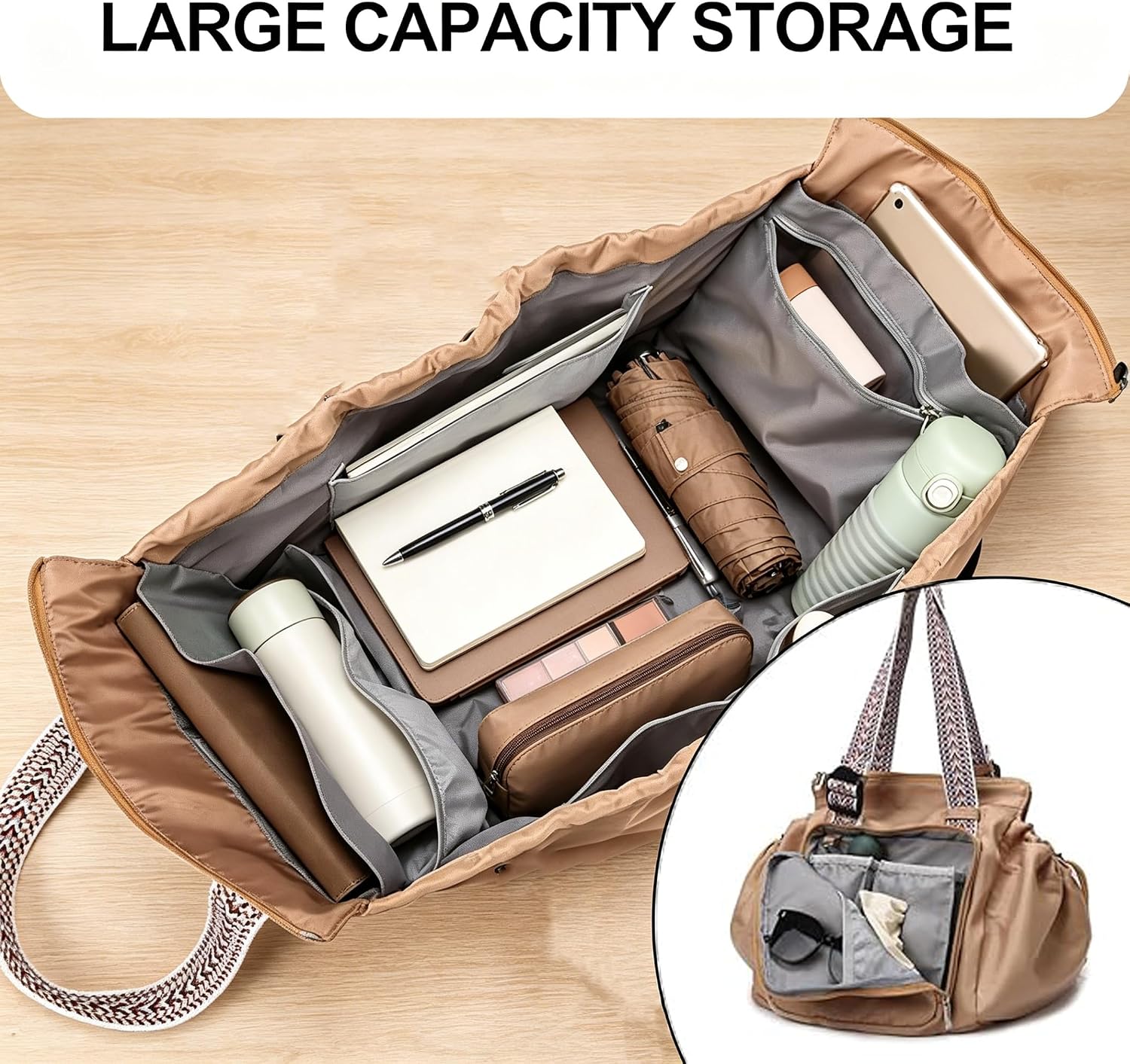 Diaper Tote Bag,Foldie Travel Bag,Convertible Everyday Gym Backpack,Large Capacity Multifunctional Weekender Bag