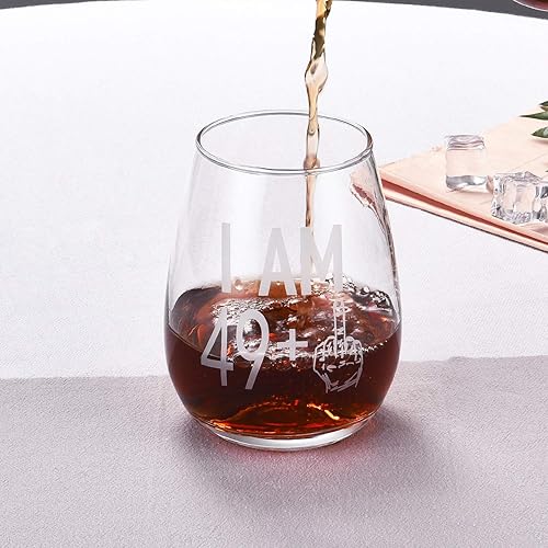 Miniatura 3 de Copa de vino 49 + un dedo medio regalo de cumpleaños 50 para hombres y mujeres, divertida copa de vino sin tallo, regalos únicos para amigos,