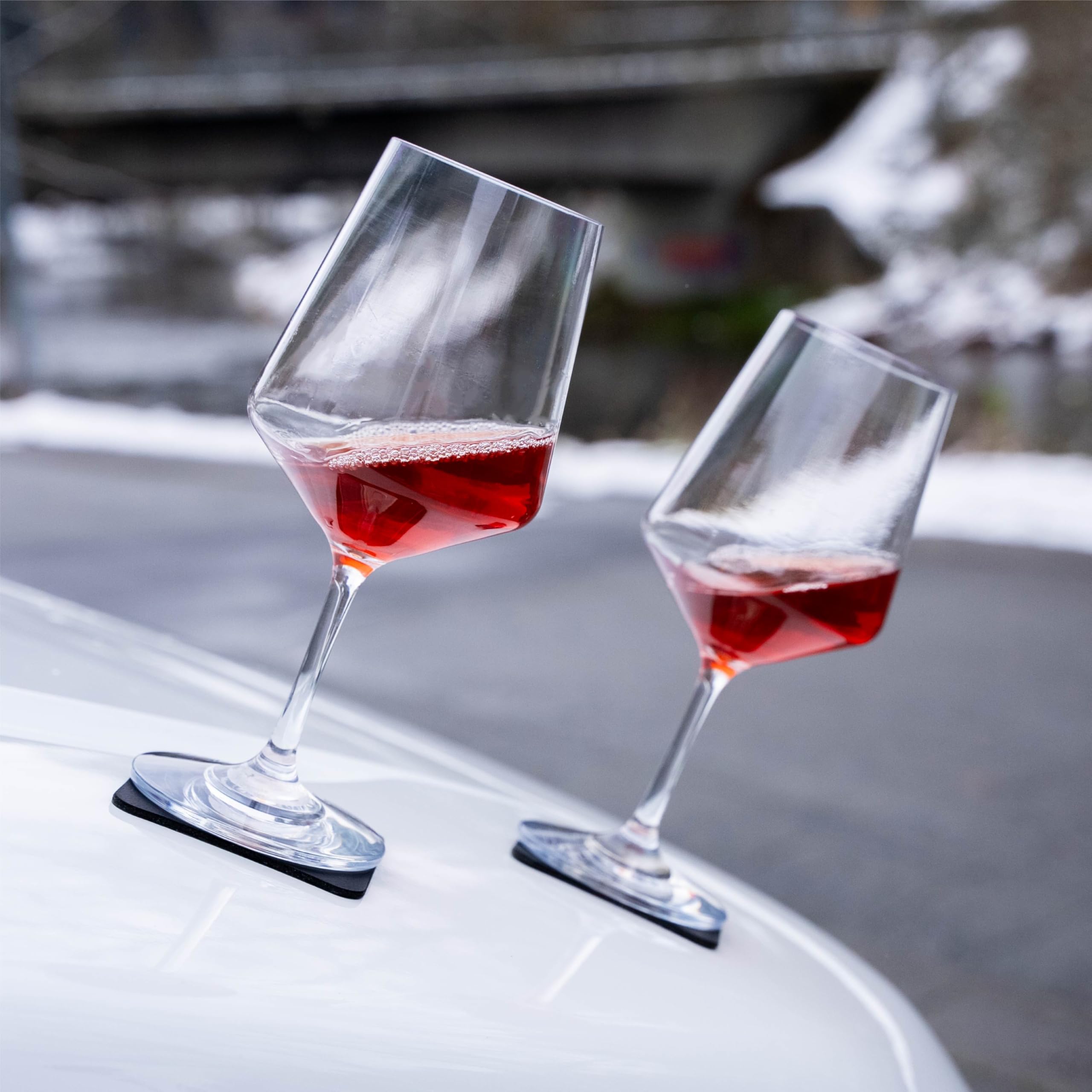 silwy® HIGH-TECH Magnet-Kunststoffgläser WEIN CLASSIC inkl. Metall-Nano-Gel-Pads - perfekt für Camping, Caravaning and Boating (Wein // 0,5 l // 2er Set)