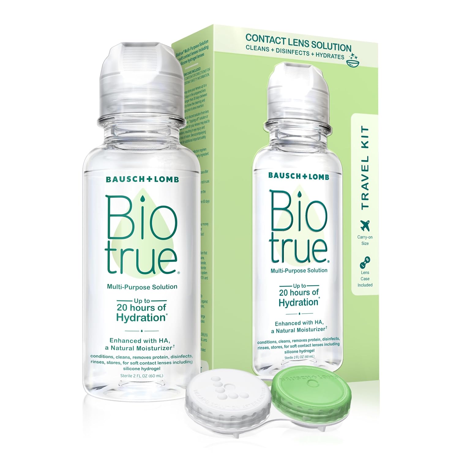 Biotrue Contact Solution Multi-Purpose Solution with Lens Case Cleans Conditions Hydrates Disinfects Removes Protein Dirt Debris Contact Lens
