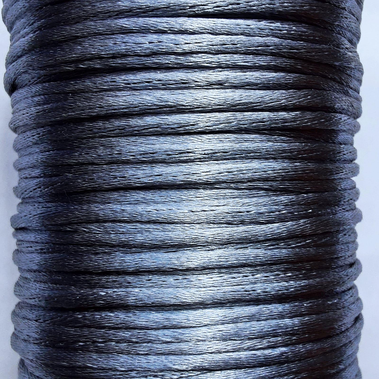 Mart-Mon Grey Satin Cord 2Mm Rattail Knotting Thread 30M Sewing Crafts And Jewelry Making (Grey)