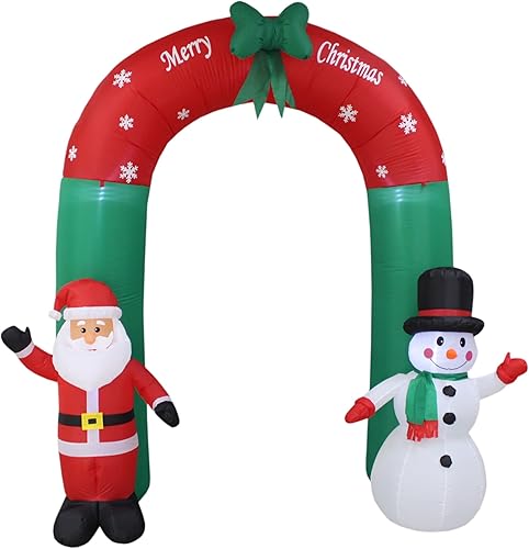 Arco inflable de Navidad iluminado de 8 pies de alto con arco de Papá Noel y muñeco de nieve con lazo luces LED para decoración de patio disponible en Yaxa Peru