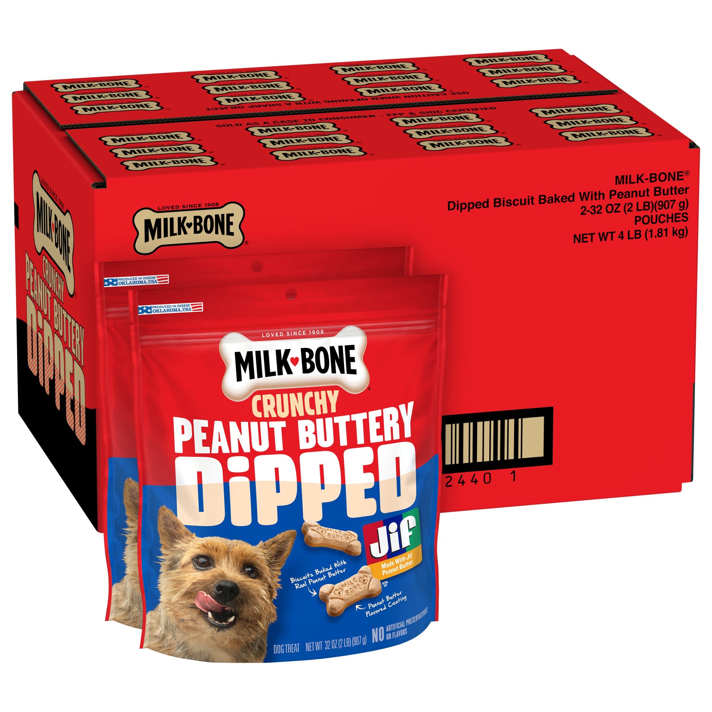 Milk-Bone Peanut Buttery Dipped Dog Treats With Jif Peanut Butter, 2 Bags