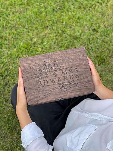 Miniatura 6 de Custom Personalized Wooden Keepsake box - Wedding Card box, Anniversary, Engagement Gift for Couple, Bride, Groom, Wood Memory gift box (Walnut)