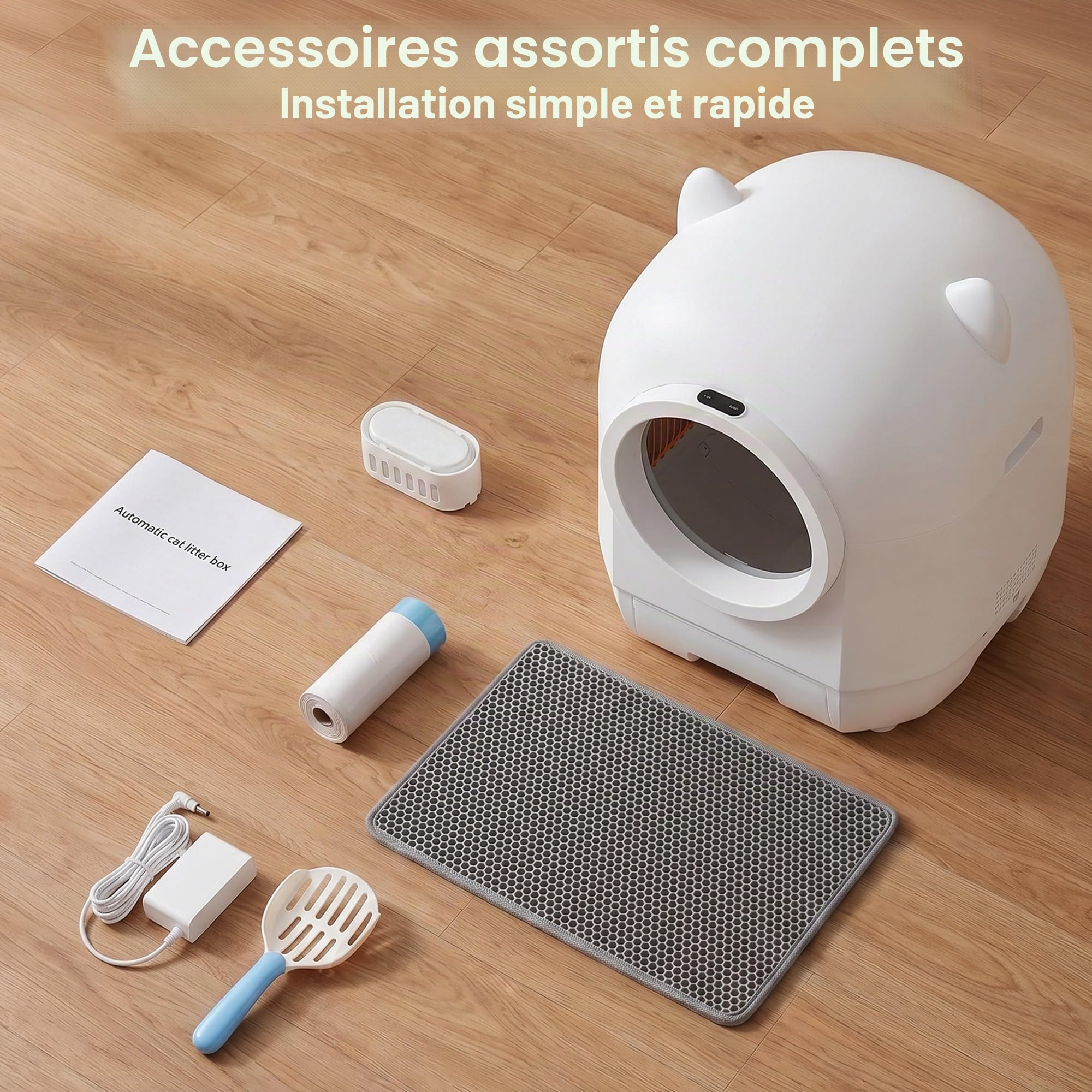 JUMMICO Litière pour Chat Autonettoyante, 90L XXL Litière Chat Autonettoyante, Double Système Anti-Odeur Et Systèmes De Sécurité Multiples, Contrôle À Distance Via App, Idéal pour Foyers Multi-Chats