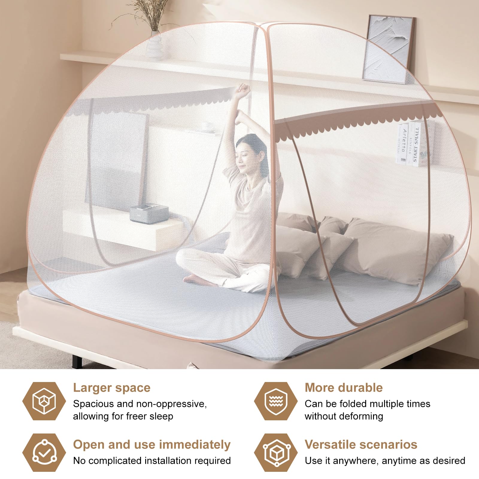 Zanzariera Pop-Up Per Letto King Size - MEKKAPRO 203x180cm - Foto 3