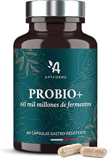 Apyforme Probio+ Probióticos Flora Intestinal Hasta 60 Mil Millones UFC/Día | 10 Cepas Exclusivas, Lactobacillus, Bifidobacterium, 60 Cápsulas Gastror