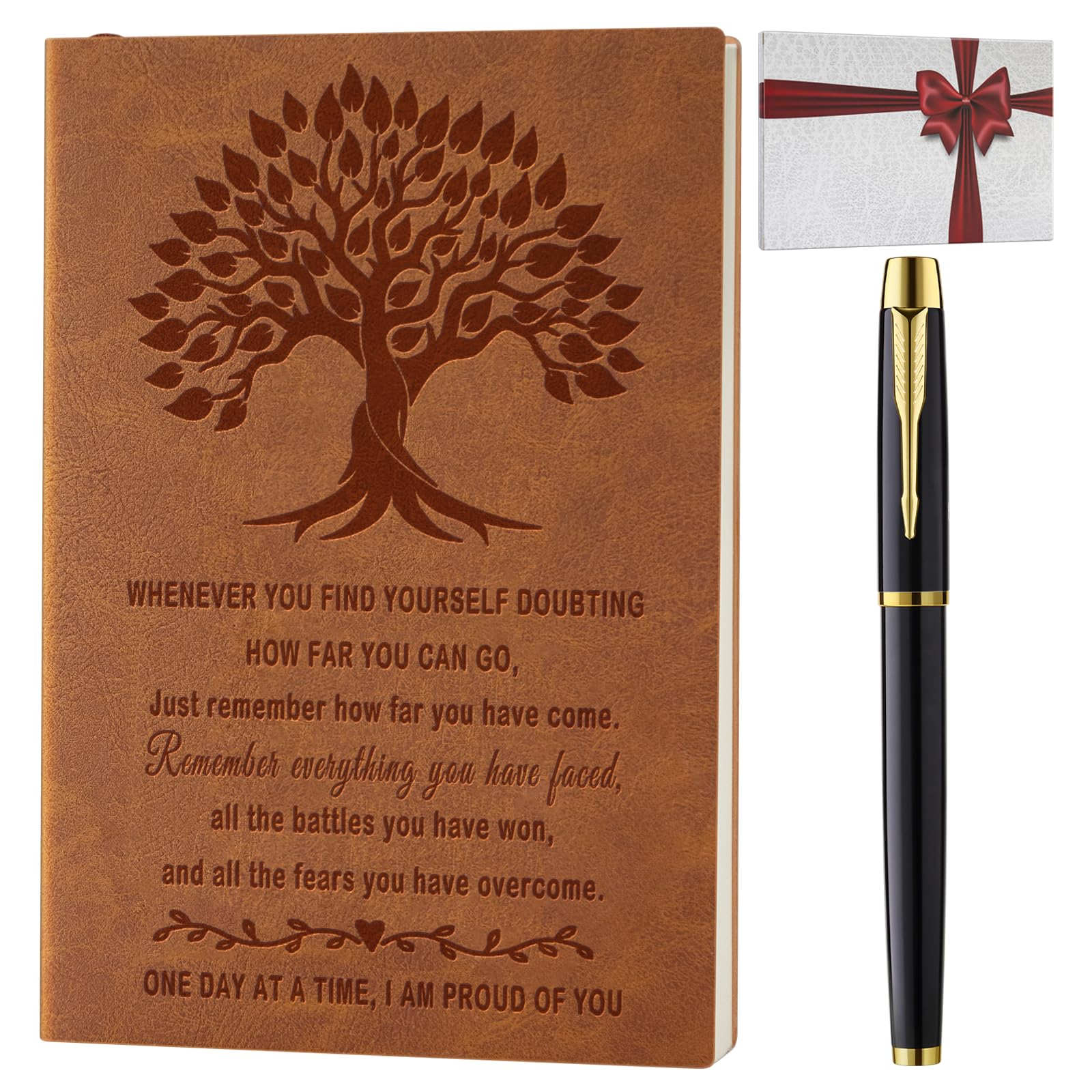 Sober Gifts Leather Writing Journal Notebook with Pen Set Sobriety Gifts for Women Men alcoholics anonymous gifts Recovery AA NA Gifts Anniversary