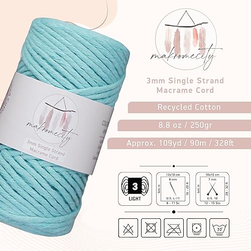 Miniatura 2 de Makromecity, Cordón de macramé de una sola hebra de 0.118 in x 109 yardas (328 pies) de 0.118 pulgadas (328 pies) de una sola hebra, cuerda de