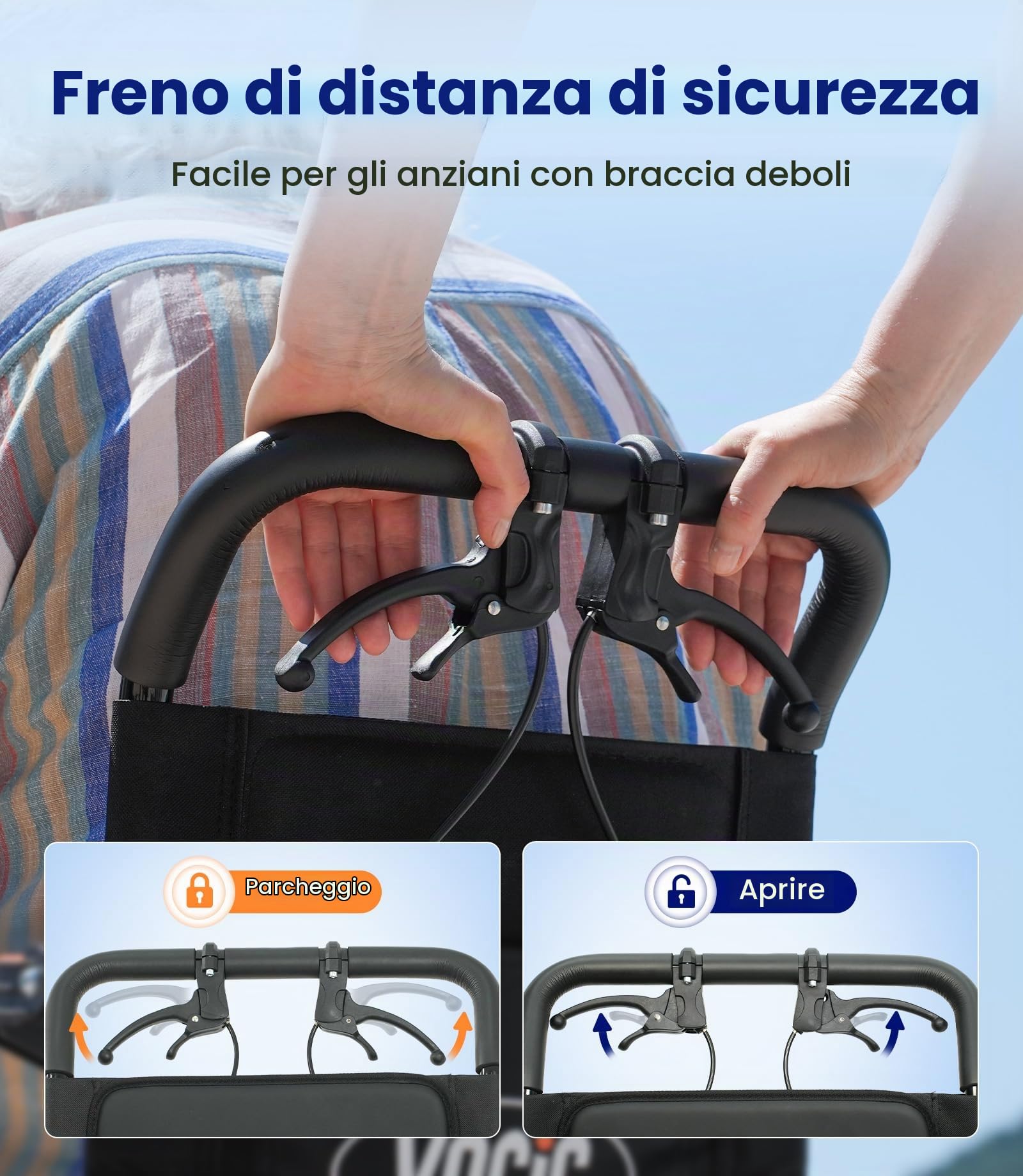 VOCIC U41 Sedia a Rotelle Pieghevole Ultraleggera 8.6KG | Carrozzina da viaggio in alluminio,gomme 20CM a favo per tutti i terreni,stretta 51CM,braccioli pieghevoli|Arancione