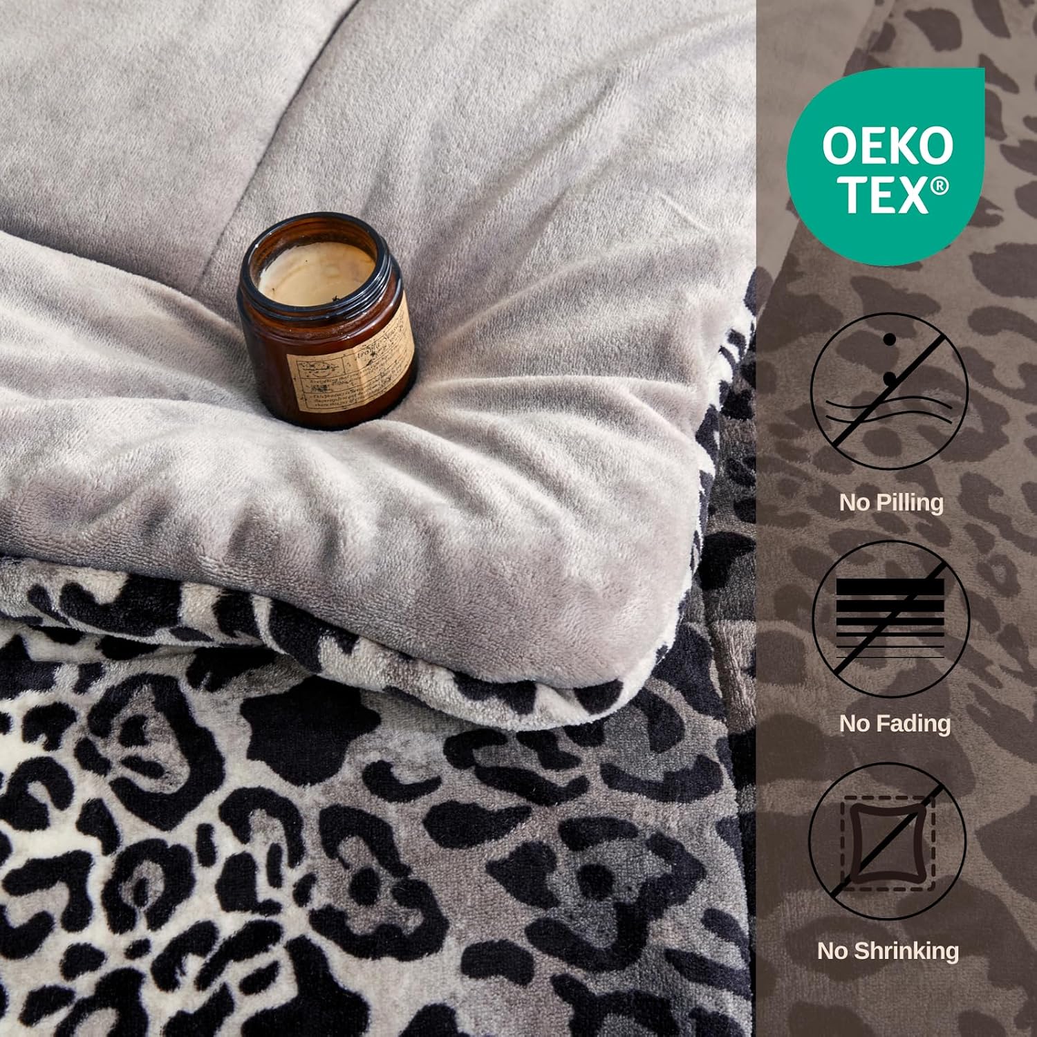 Petrichor Leopard Velvet Flannel Queen Comforter Set-Cheetah Print Western Blanket,Luxury Fuzzy Heavy Bedding Set, 3 Pieces Plush Winter Bed Set with Comforter (90"x104") & 2 Pillow Shams (20"x36")