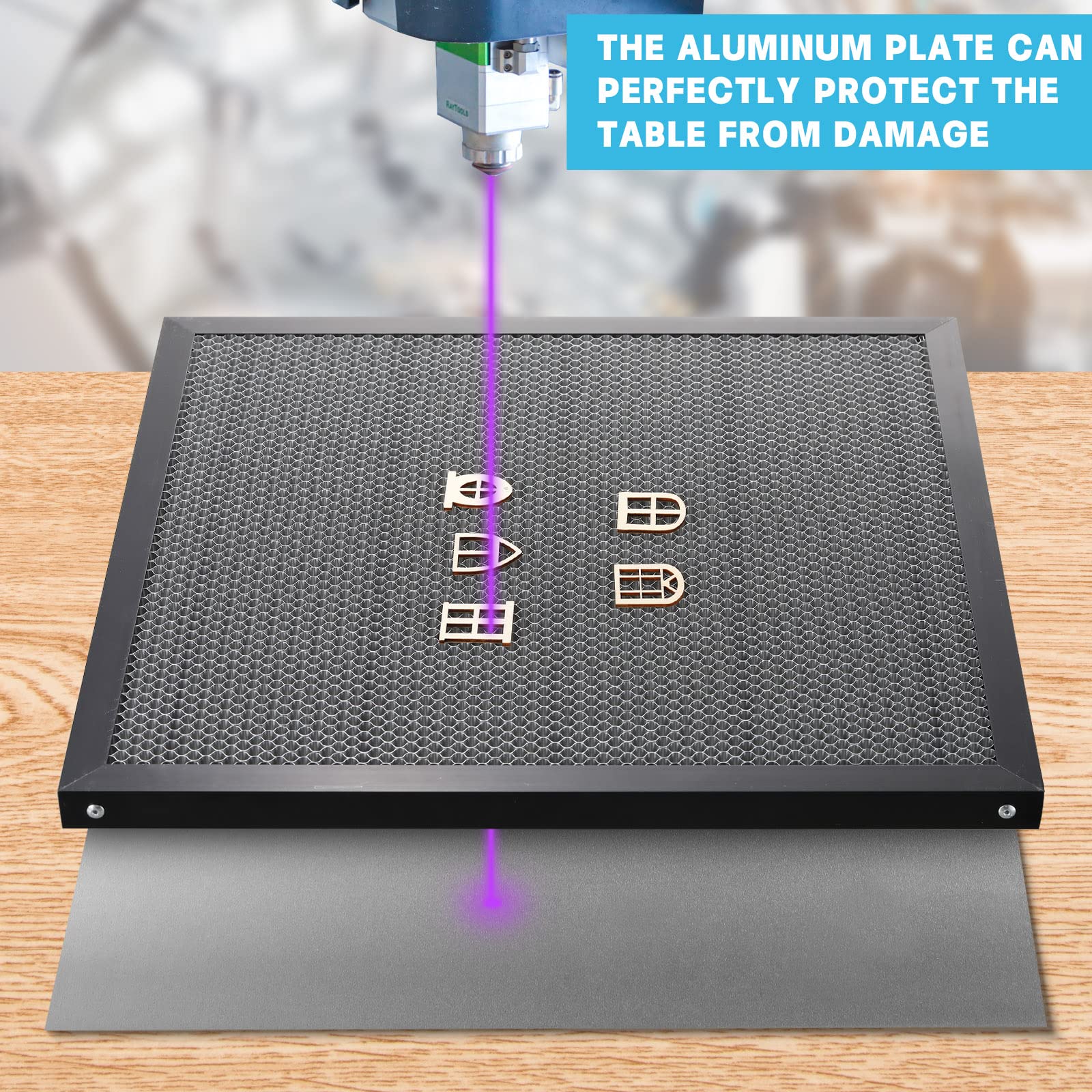 Honeycomb Working Table Honeycomb Laser Bed 17.7 x 16.9 x 0.79 Inch Honeycomb Working Panel with Aluminum Plate for Laser Engraver CO2 Engraver Cutting Machine Fast Heat Dissipation Table Protect