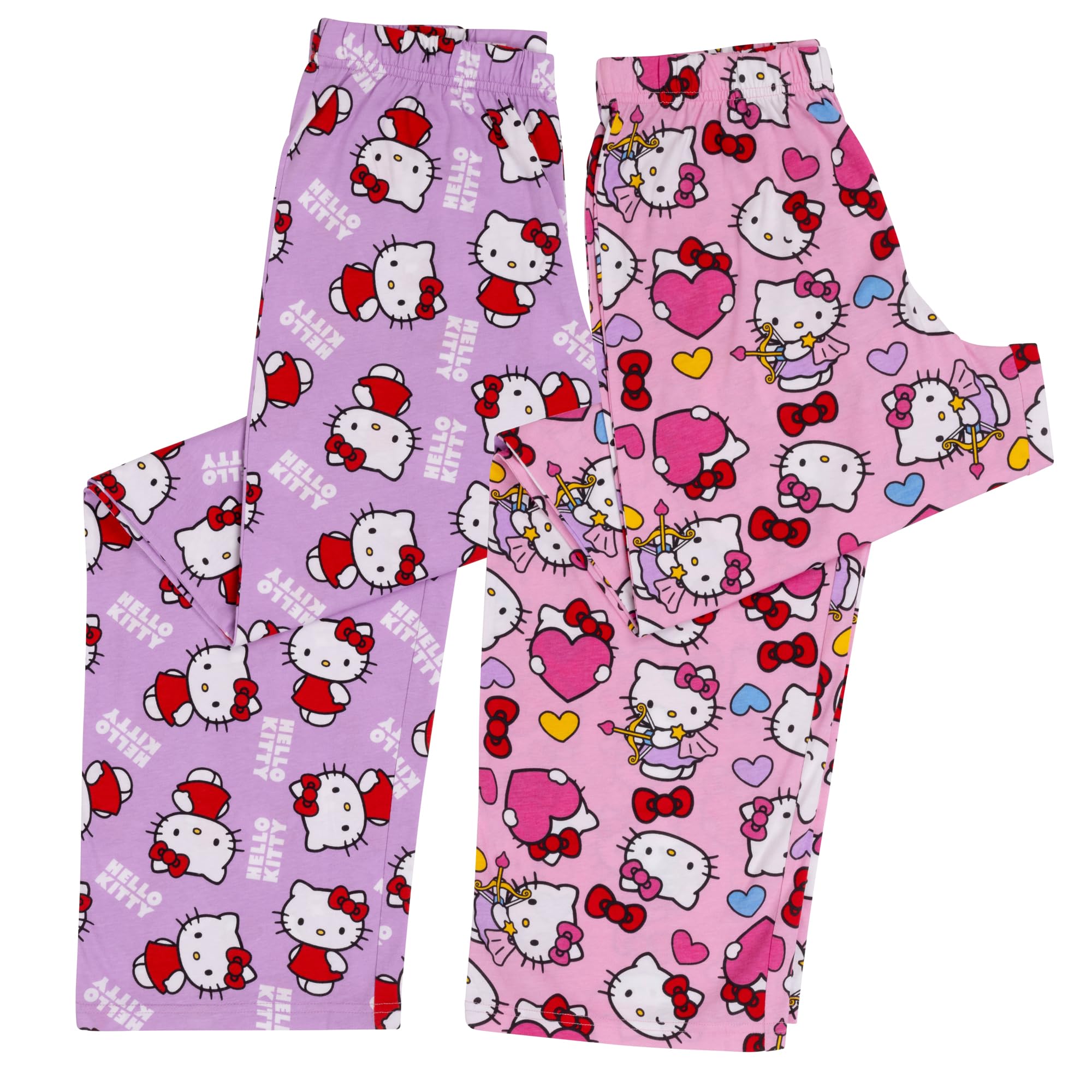 Hello Kitty Lot de 2 pantalons de pyjama 100% coton pour filles ou femmes, Rose