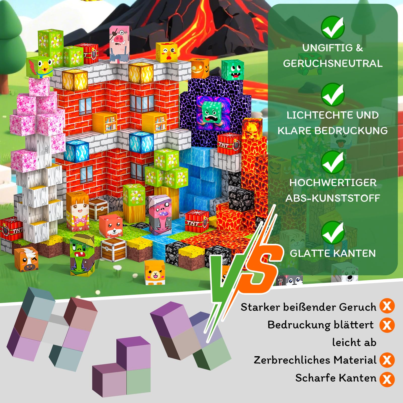 Magnetische Bausteine 330 PCS 2CM Magnetbausteine für Kinder ab 3 Jahre Magnetic Blocks, Spielzeug Magnete Kinder, Magnetische Bauwelt Geburtstag Geschenk ab 3 4 5 6 7 8 9 10 11 12 Jungen Mädchen