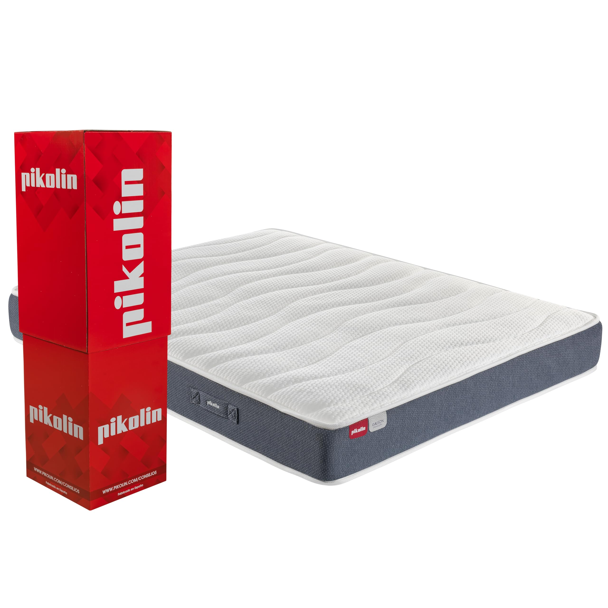 PIKOLIN Colchón Sostenible Muelles Galeón Compact | 90x190 | Colchón Enrollado de Muelles Ensacados y Viscoelástica | Firmeza Media y Gran Transpirabilidad | 24 cm | Protección Triple Barrera