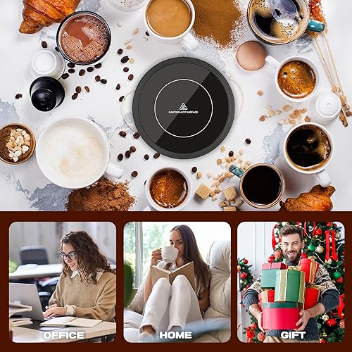 Miniatura 6 de Calentador de tazas de café, plato calentador de velas grande, calentador de taza inteligente ajustable (105  180 F), apagado automático 4 horas,
