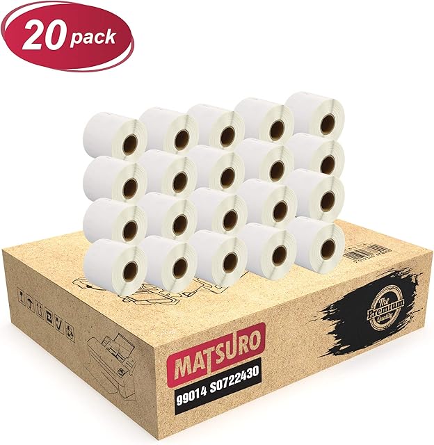Matsuro Original | Compatible Label Rolls Replacement for DYMO 99014 S0722430 (54 mm x 101 mm | 220 Labels per Roll | 20 Pack)
