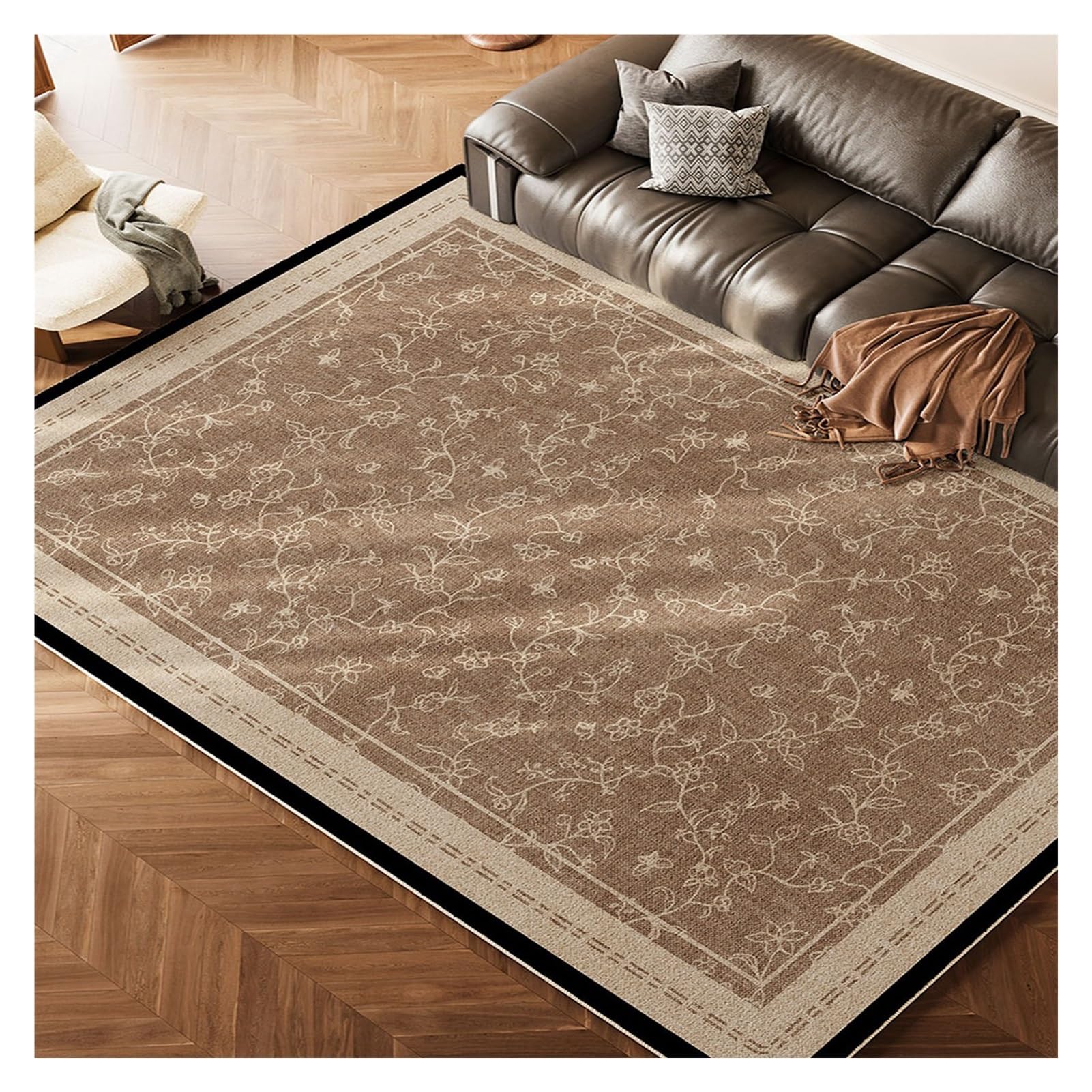 Tapis de sol vintage antidérapant grand poil ras pour balcon et chambre