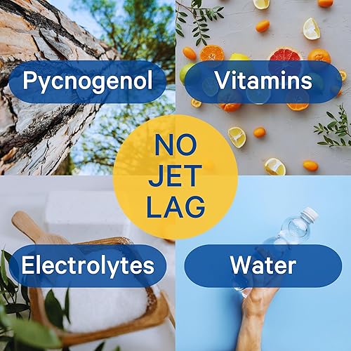 Miniatura 3 de Comprimidos efervescentes antijet lag, recuperación de energía e inmunidad para viajes, trabajo y fiesta. Picnogenol, vitaminas y electrolitos. 10