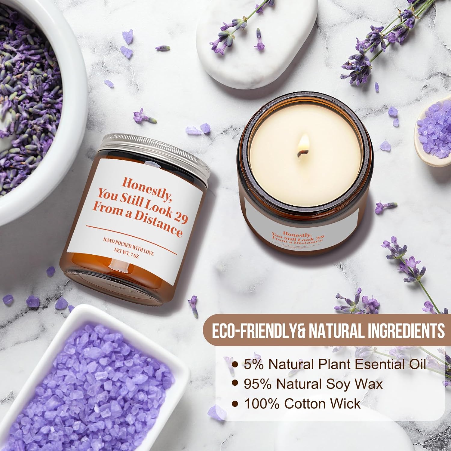 30th Birthday Gifts for Her Him,30th Birthday Gifts for Women Men,30 Year Old Gift Ideas for Wife Husband Sister Brother Friend-7 OZ Handmade Lavender Candle