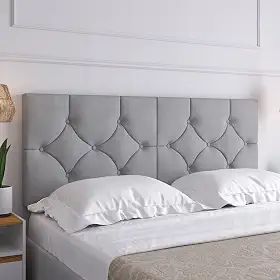 Cabeceira Estofada Luxo Casal Cama Classic 1.60 Queen (Cinza)