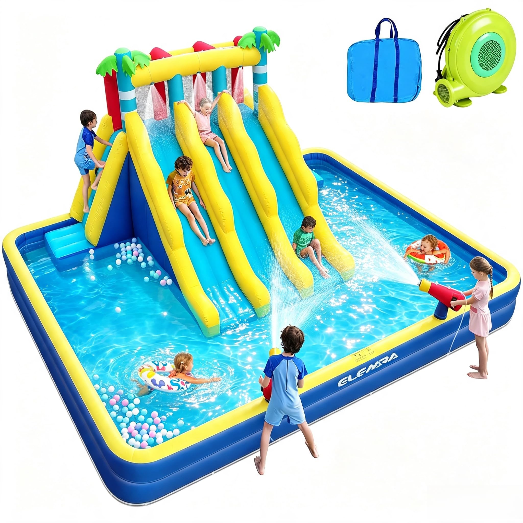 Photo 1 of ELEMARA Inflatable Water Slide Bounce House with Pool