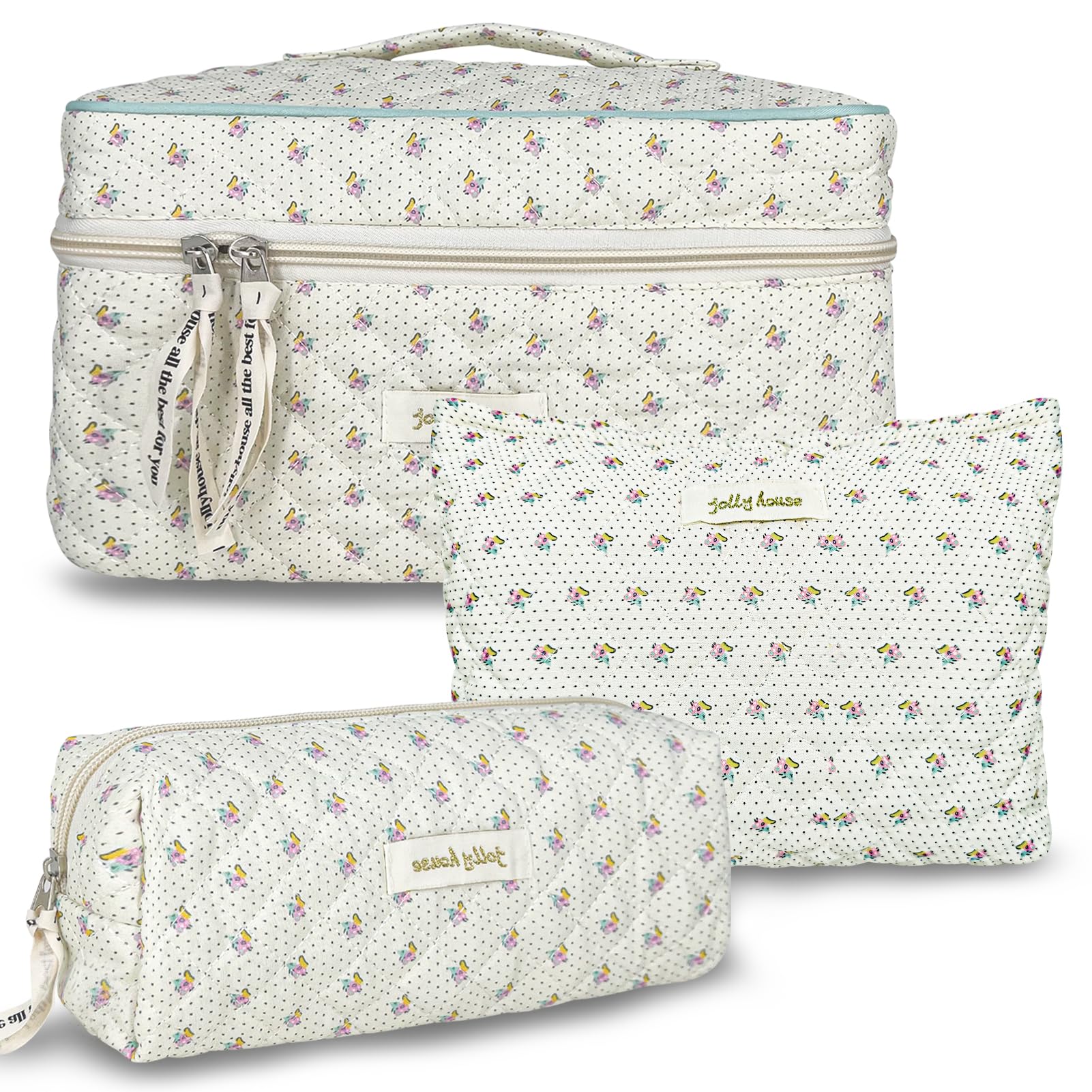 TOPALL Neceser Maquillaje Grande, Neceser Viaje Mujer de Algodón Neceser Cuero,Makeup Bag,XXL Organizador Bolsa de Aseo para Maquillaje Necessaire Viajes Accesorios de Mujer