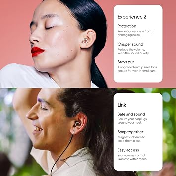 Loop Earplugs Experience Link Bundle – Loop Experience 2 + Loop Link | Reusable Ear Plugs for Concerts, Live Events, Festivals, Motorcycles, Noise Sensitivity & More | 18 dB Noise Reduction