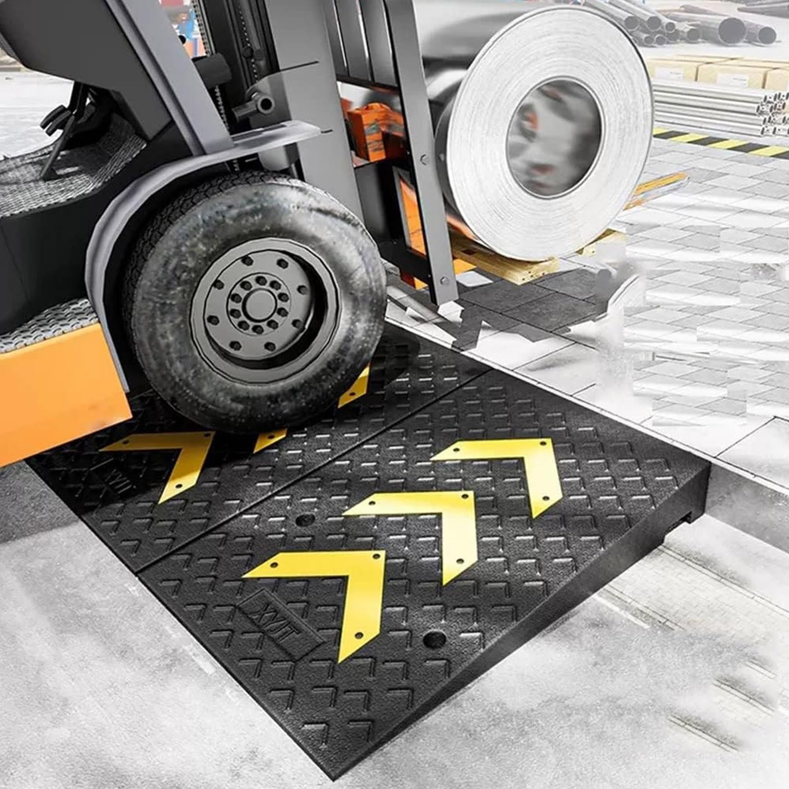 Gumowa rampa krawężnikowa na podjazd, udźwig 10-25 cm, wytrzymała rampa załadunkowa do wózków widłowych, ciężarówek, autobusów, samochodów osobowych(Height 15cm/5.9inch)