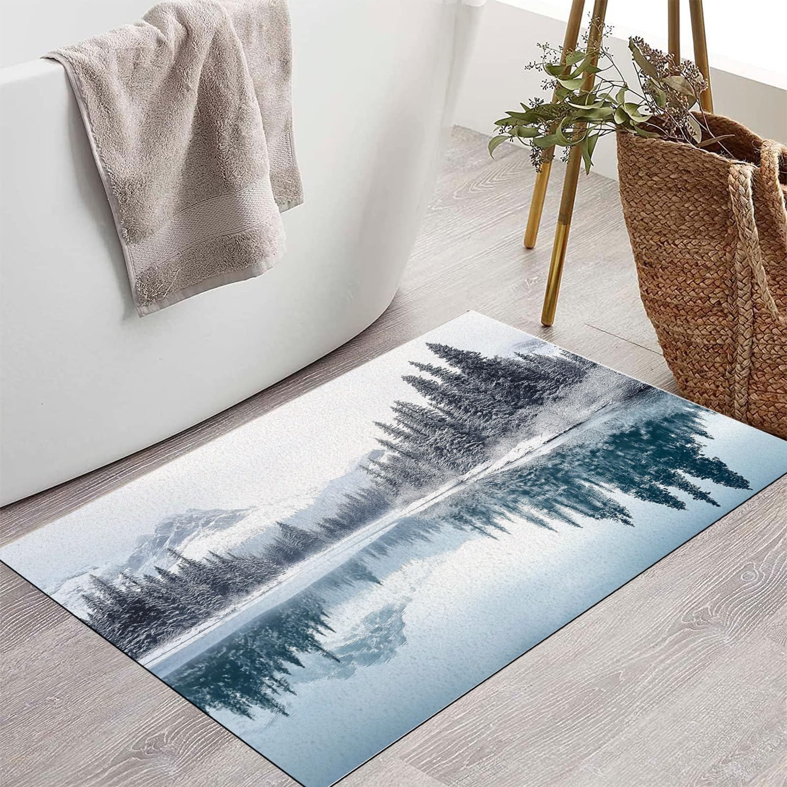 Felpudo Que Atrapa La Suciedad: Alfombrillas Antideslizantes Para Interiores Y Exteriores, Alfombra De Entrada Con Paisaje De Valle De Montaña De Pino, Alfombra De Piso Suave Lavable A Máquina, Al