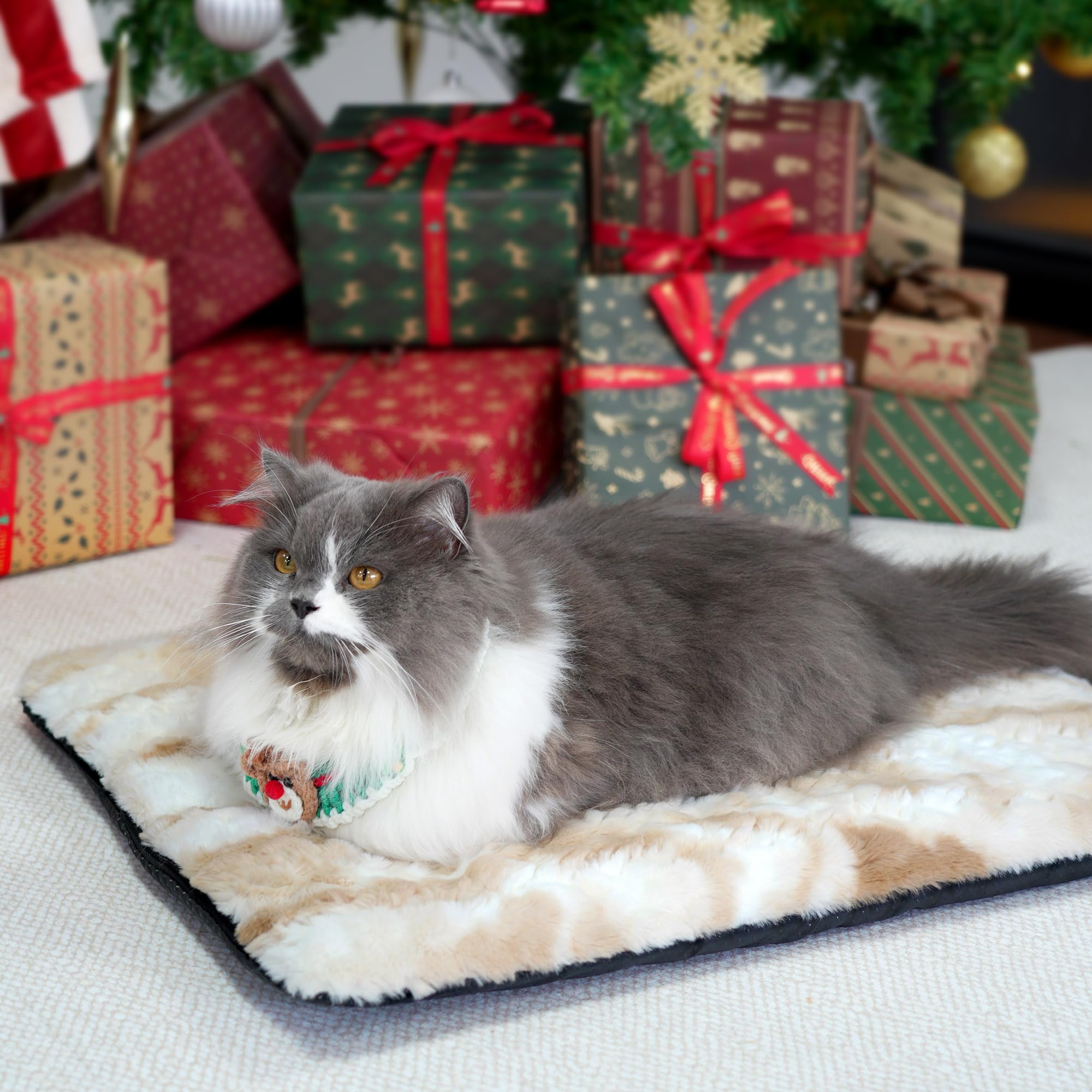 Tapis Chauffant Chat Chien, Coussin Auto-Chauffant Chat, Tapis Chauffant Auto-Chauffant Couverture Thermique, 60 × 45cm, Marron
