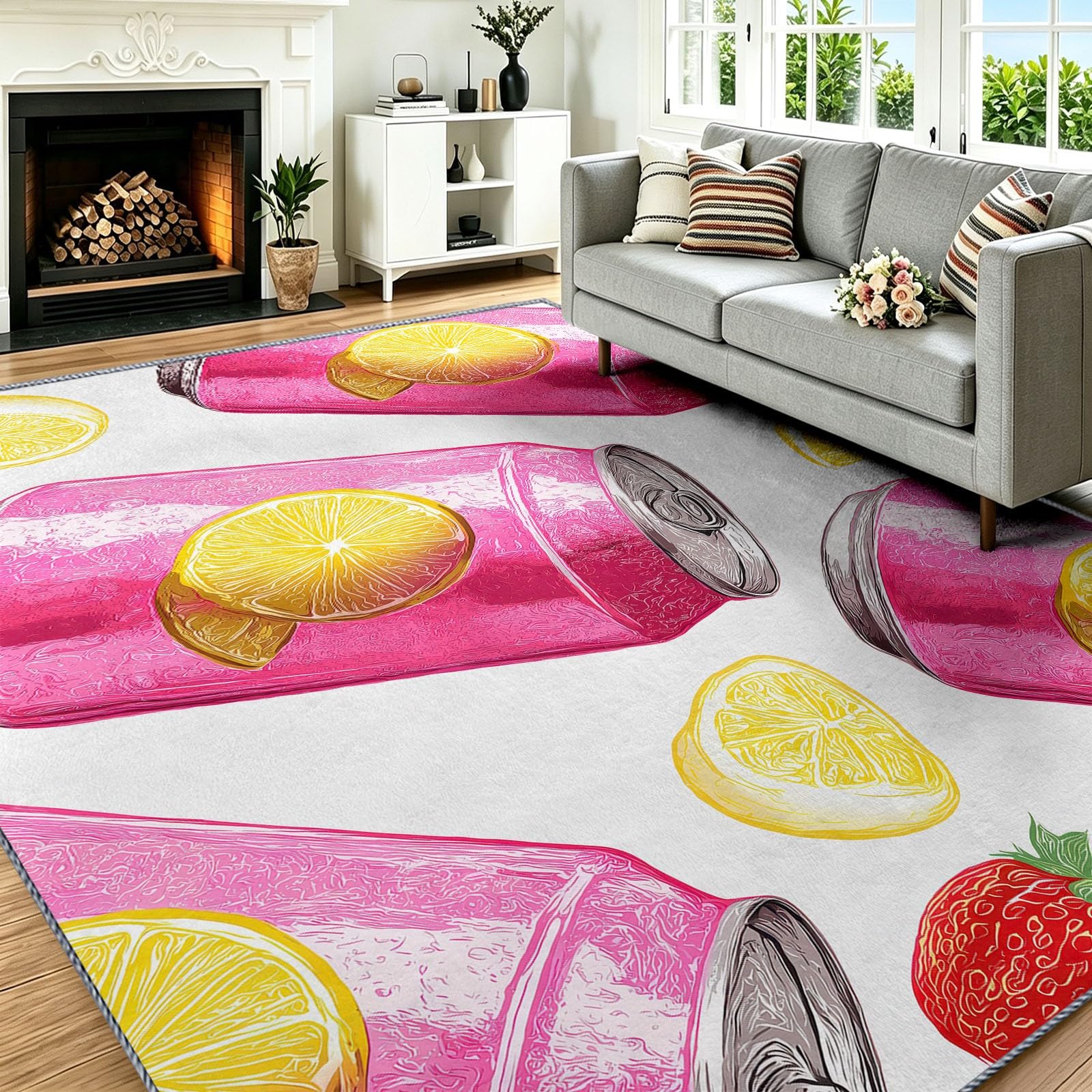 Tapis poils ras doux antidérapant moquette rose décoration salon 160x230