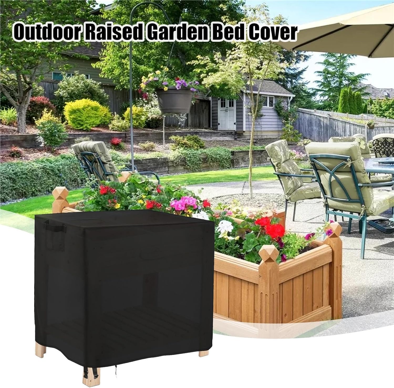 Garden Bed Cover for Winter 420D Oxford Cloth Heavy Duty Waterproof Raised Planter Boxes Stand Covers Ventilated Frost Blanket Freeze Protection Covering for Outdoor Utility Cart and Storage Cabinet