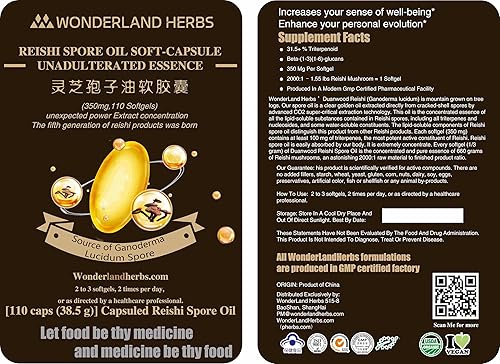 Ganoderma Lucidum/Lingzhi hongo/aceite de extracto de esporas de Reishi 110 cápsulas blandas