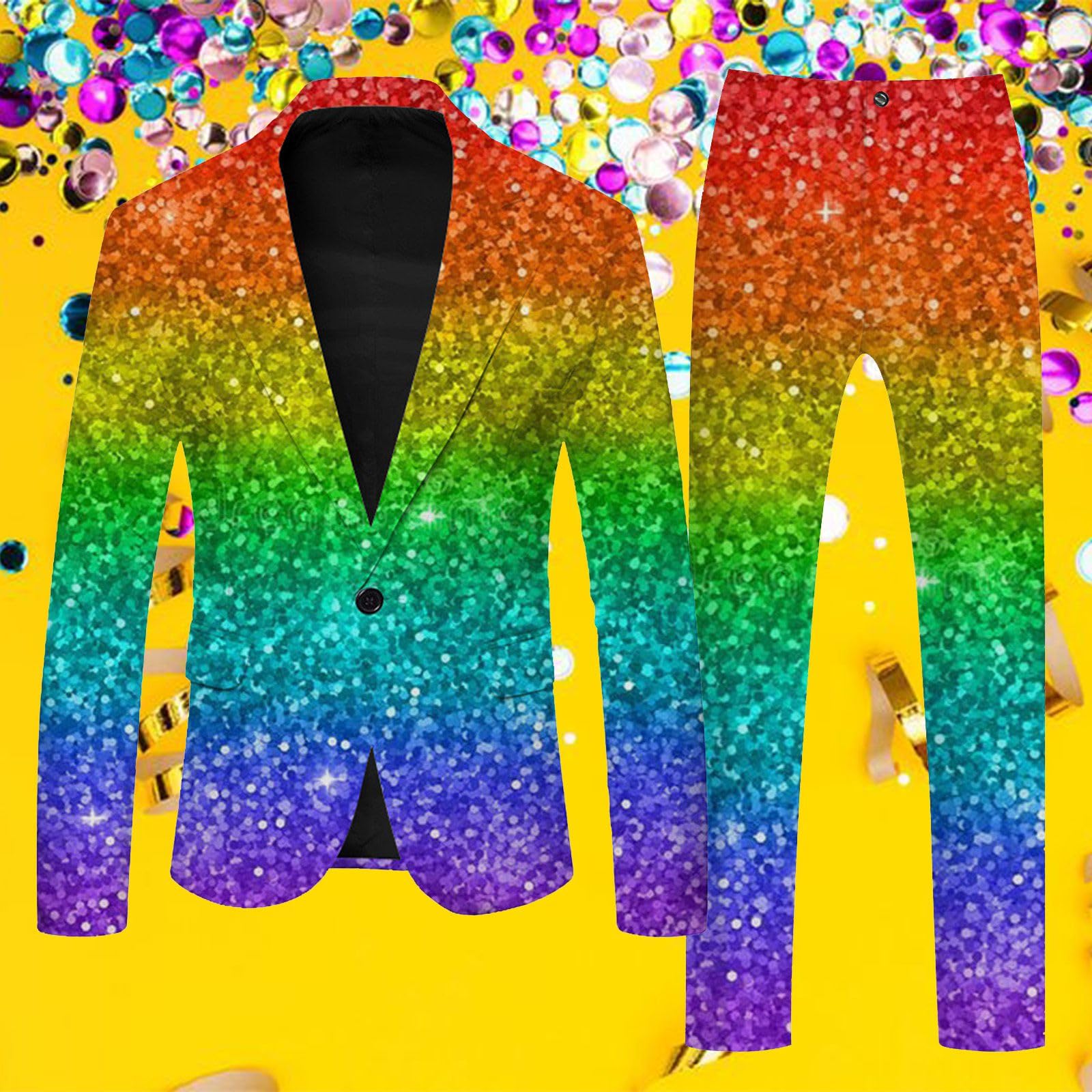 Blazer Uomo Carnevale Smoking Steampunk Giacca Lucida Elegante Invernale Brillantini Glitter Slim Fit Giacce Paillettes Completo Giacca Capodanno per Sera Cerimonia Clubwear in Discoteca