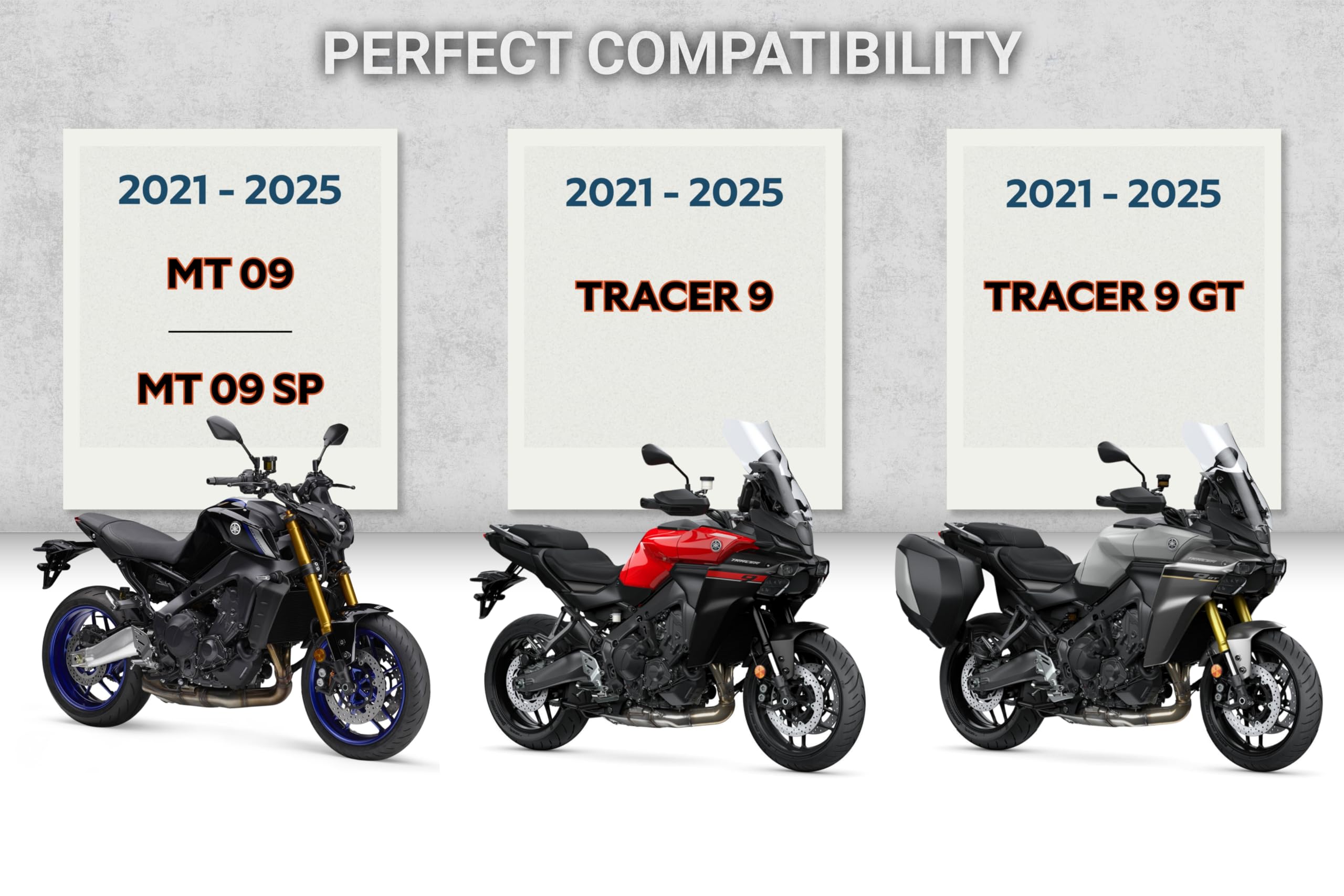 Rote Motorradrahmenkappen kompatibel mit Yamaha MT-09 / MT-09 SP/Tracer 9 / Tracer 9 GT 2021-2025 - Lochabdeckung Seitenrahmen - Ästhetisches Motorradzubehör (SCHWARZ)