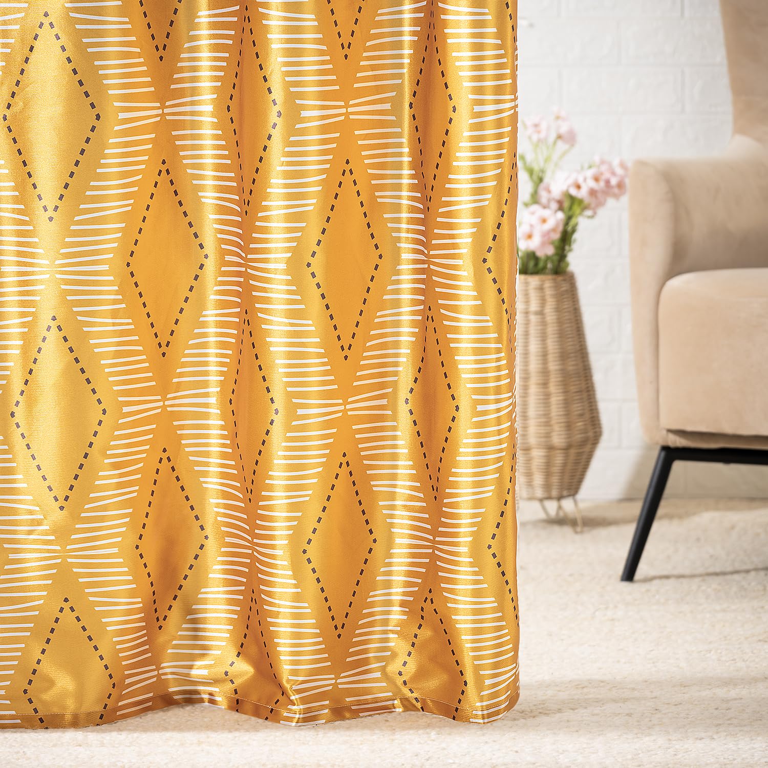 Wakefit Curtains 7 feet Long Set of 1, Blocks Upto 70% of Light, Door Curtains 7 feet, Curtains for Living Room, Polyester Printed Curtains, Decoration Items for Home Décor (Archie)