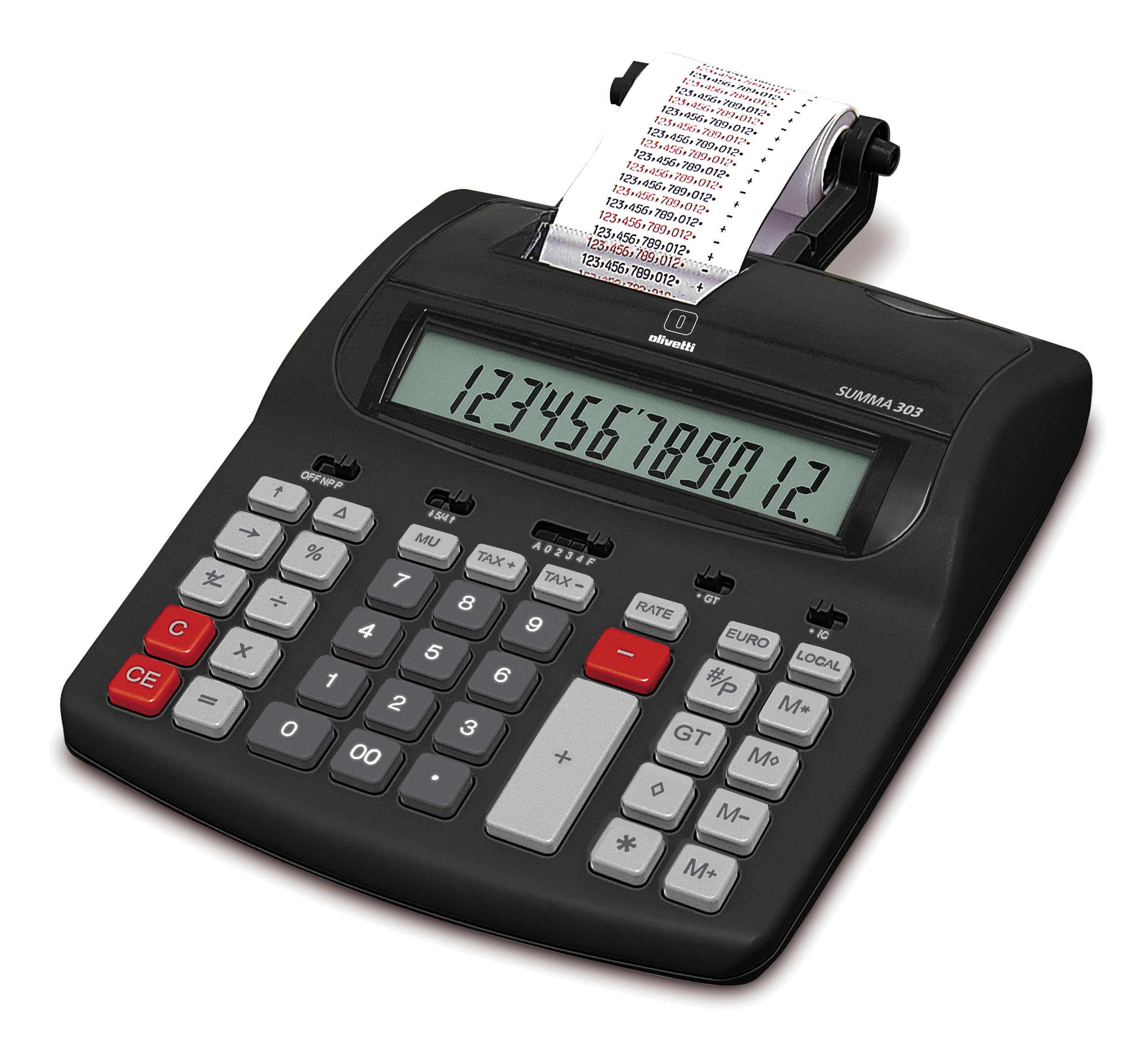 Olivetti Summa 303 - Calcolatrice da tavolo, Display a 12 cifre con funzione SAVING, nero