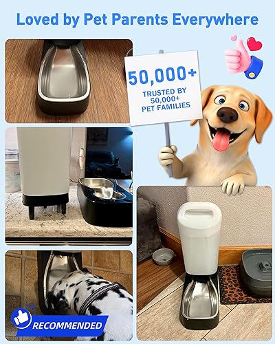 Miniatura 8 de Dispensador automático de agua para perros con filtro, 2.4 galones de gravedad grande, alimentador automático de agua para mascotas con cuenco de