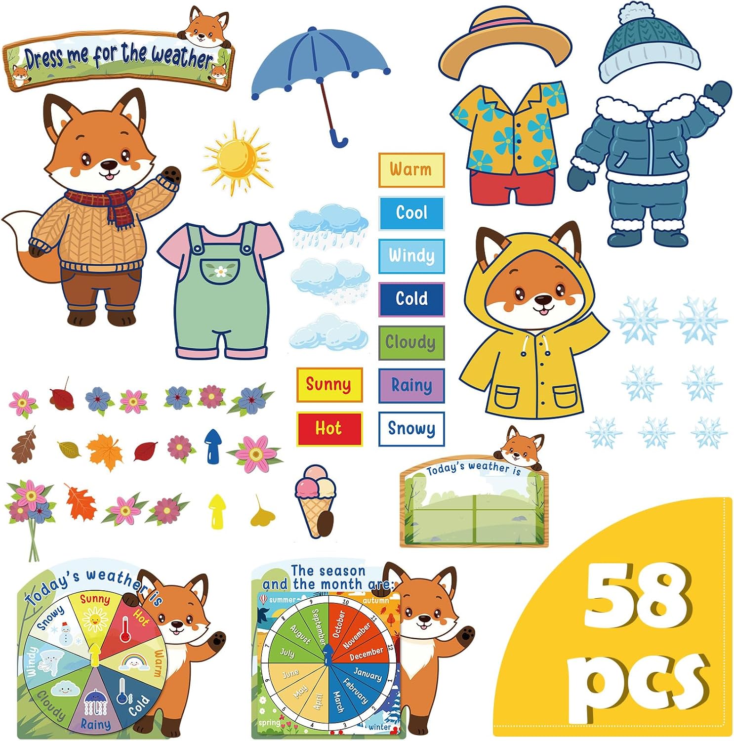 Amazon.com: Gilprop 58 Pcs Weather Bulletin Board Set for Classroom 12 ...