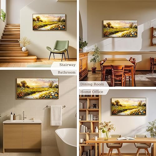 Miniatura 3 de crmotu Arte de pared de paisaje grande, imágenes de flores, decoración de pared, arte de pared enmarcado, impresiones en lienzo de paisaje de