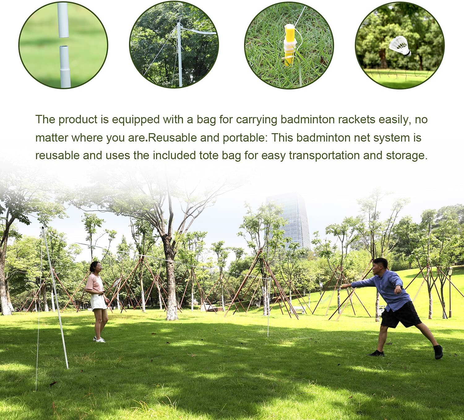 Sports Badminton Set Badminton Racket, Birdie, Net, Adjustable Vote Beach or Backyard Combo Set Game