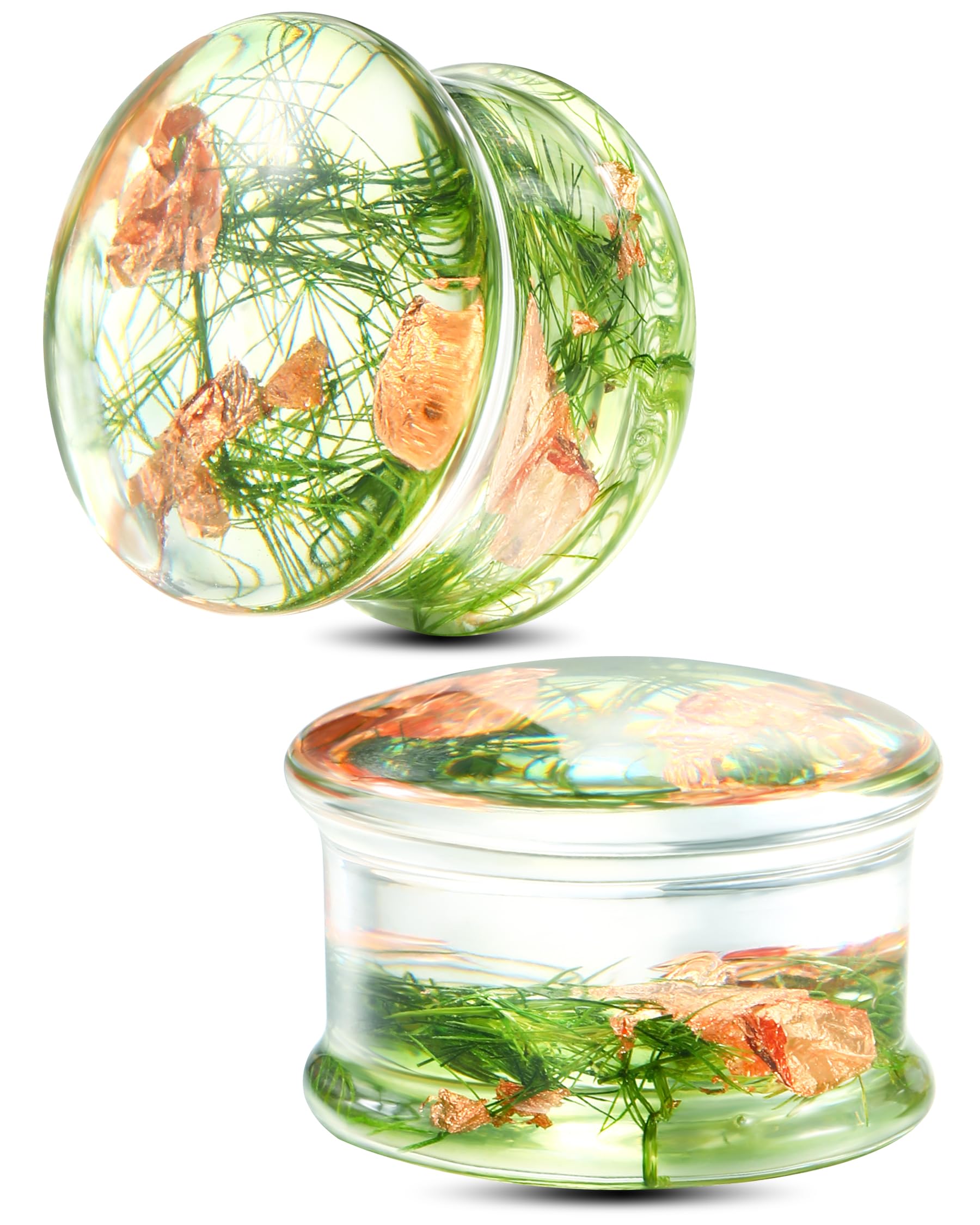 Jewseen 0g-1’’ Ear Gauges Plugs 2pcs Floral Double Flared Tunnels Ear Stretch Expanders Gauges for Ears for Women Men