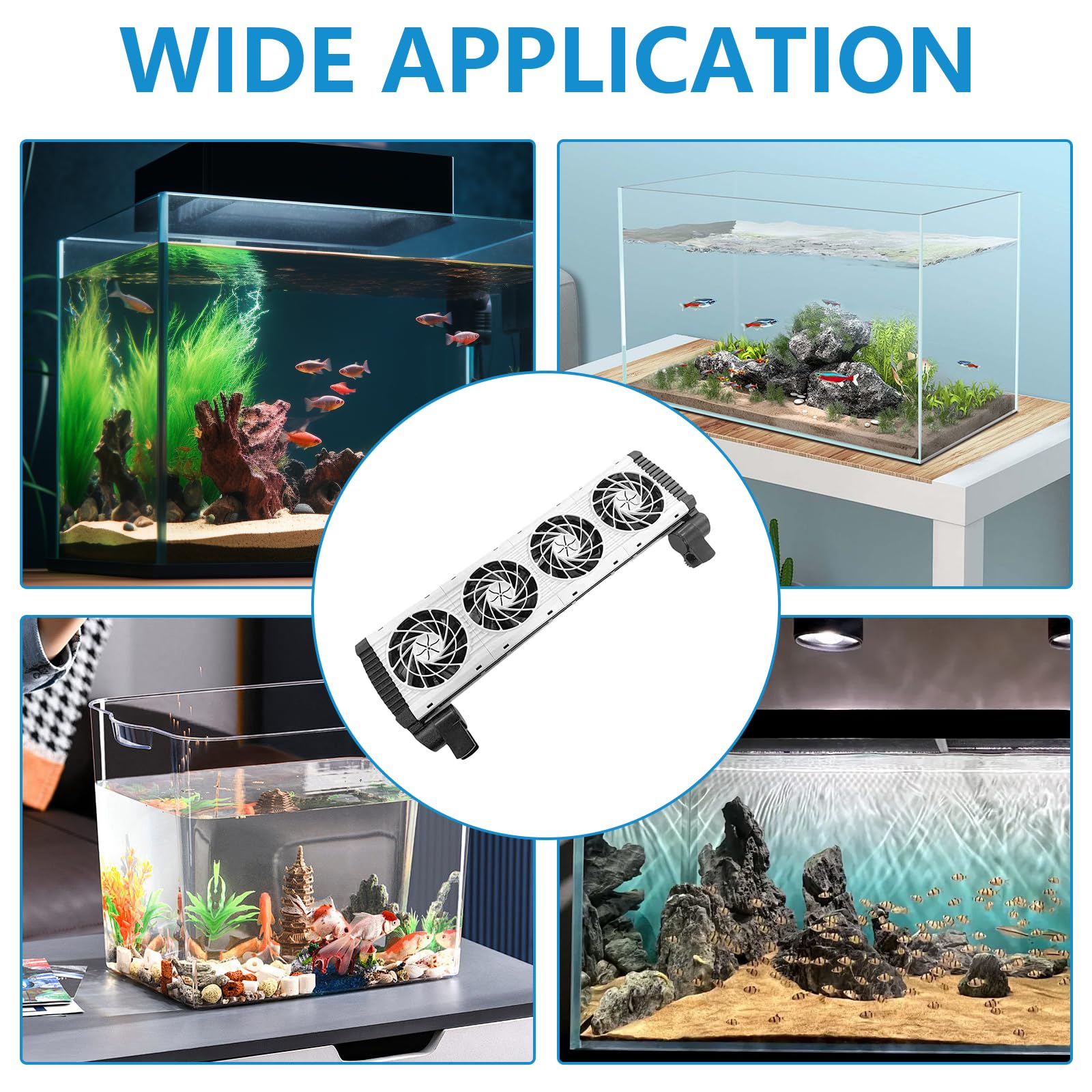 Ventilatore per Acquario, Ventola di Raffreddamento per Acquario Silenzioso Ventilatore a Clip con Timer e velocità Regolabile Raffreddatore d'Acqua per Terrari Salata o Case di (4 Ventola)