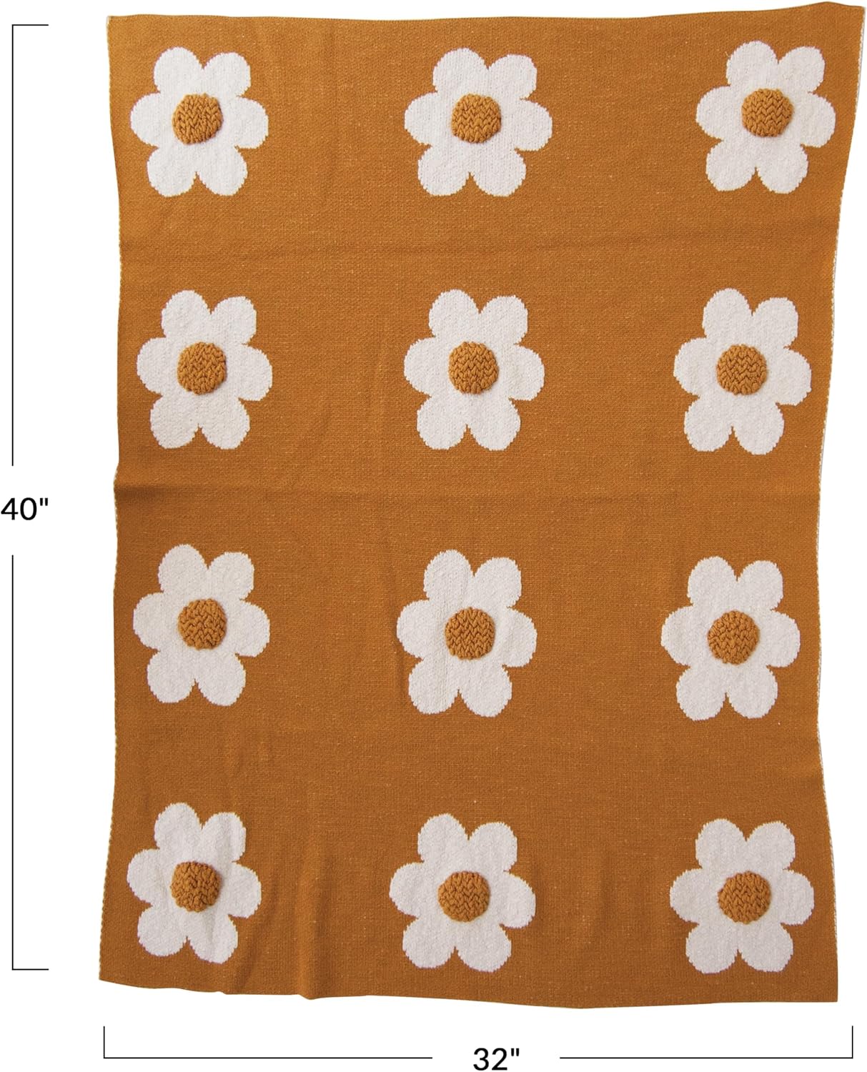 Creative Co-Op Cotton Knit Baby Blanket with Flower Prints, Multicolor