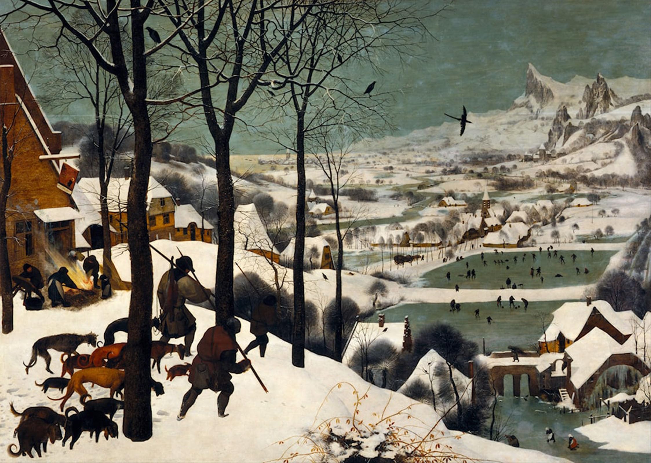 ARTXLXXBN Famous Painting Canvas Artwork Graffiti Print The Hunters in the Snow Pieter the Elder Bruegel Portrait Canvas Image for Home Decor 60x90cm