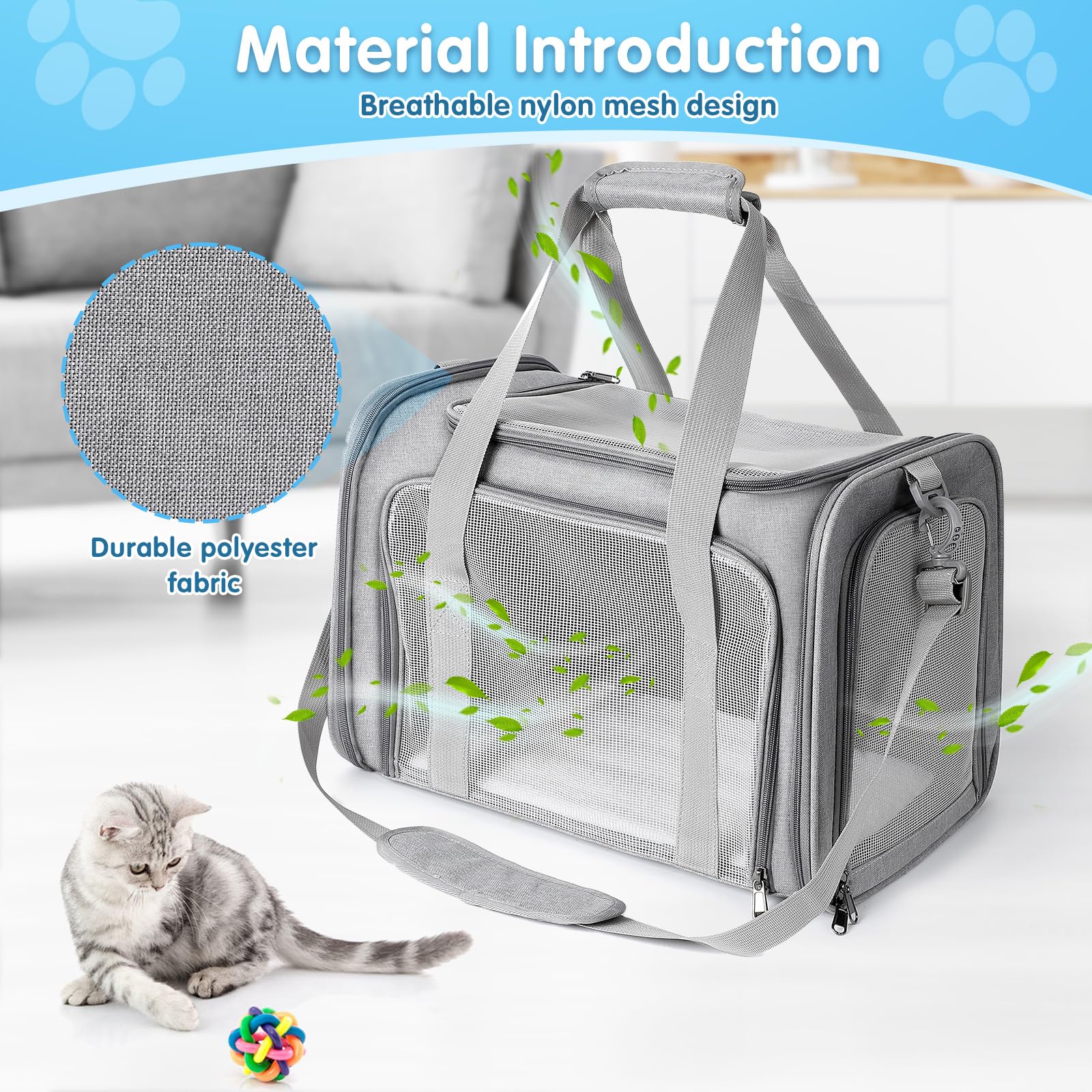 Trasportino Pieghevole Per Gatti E Cani - Zaino Con Tracolla, Per Animali 3-6kg, Impermeabile, Per Viaggi E Veterinario - Foto 2