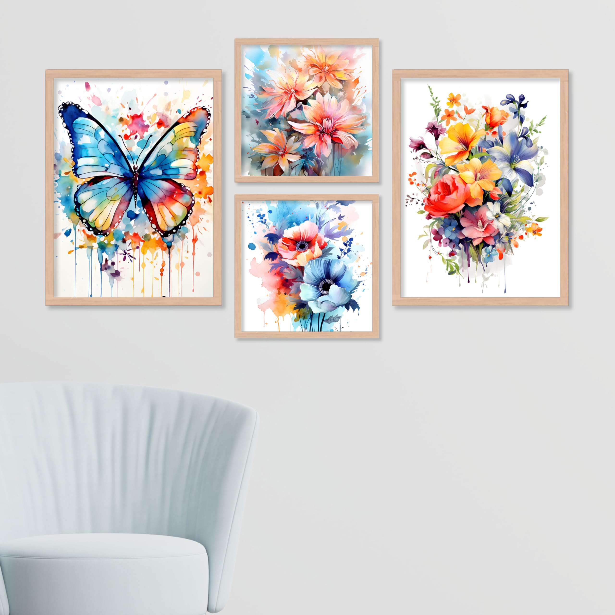 BANGERZ Premium Wall Decor Paintings For Living Room Hotels, Aesthetic Paintings For Wall Decoration - Decorative Poster Frames For Bedroom Wall Decors (Set of 4) (Medium, Artwork 1) 4