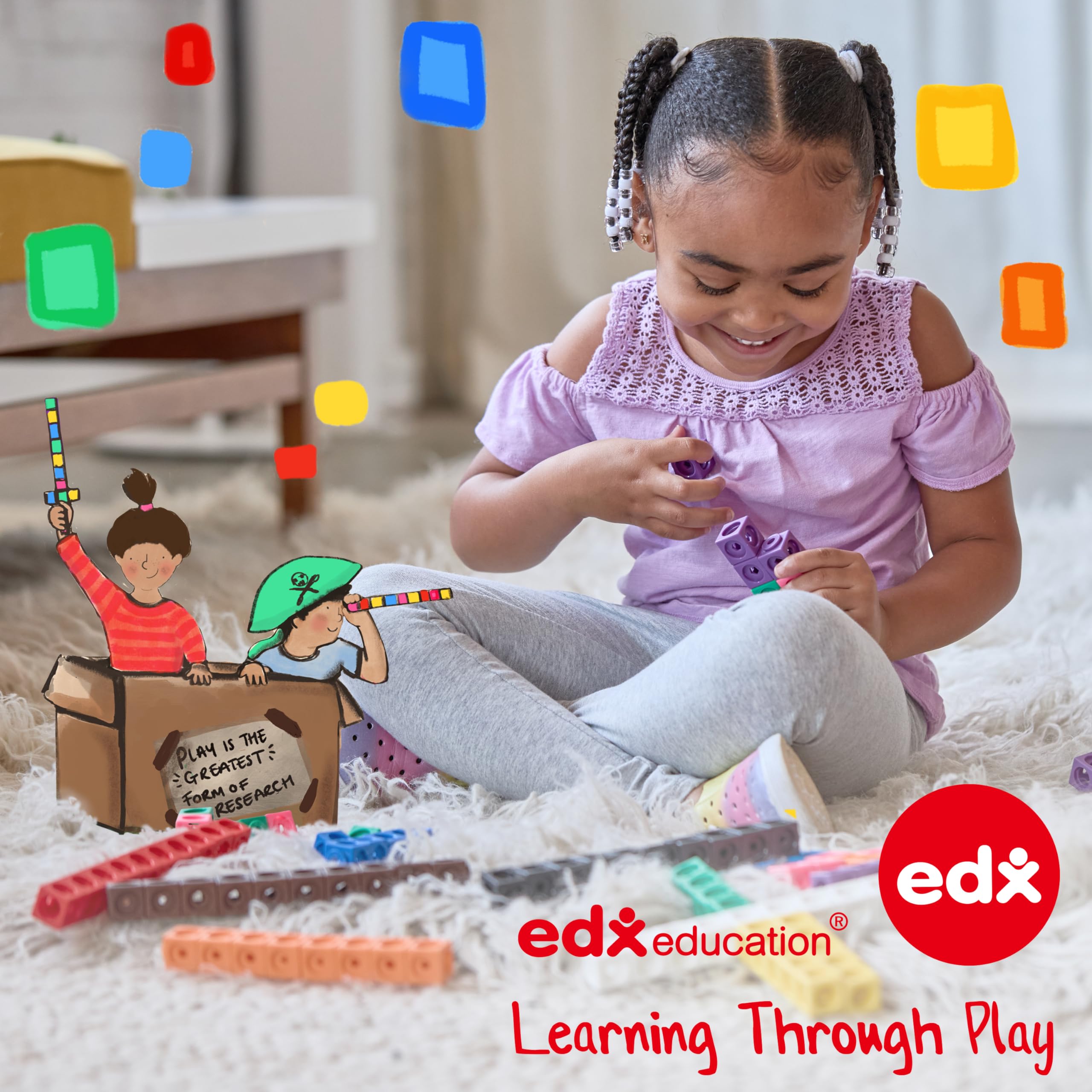 edxeducation Ineinandergreifende Regenbogen-Kieselsteine – Mini-Glas – 72 Stück